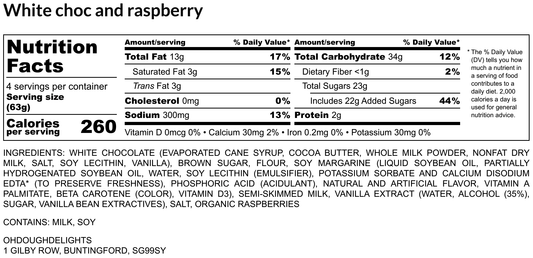 White Chocolate & Raspberry Cookie Dough 250g Tub