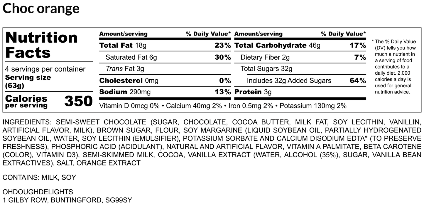 Chocolate Orange Cookie Dough 250g Tub